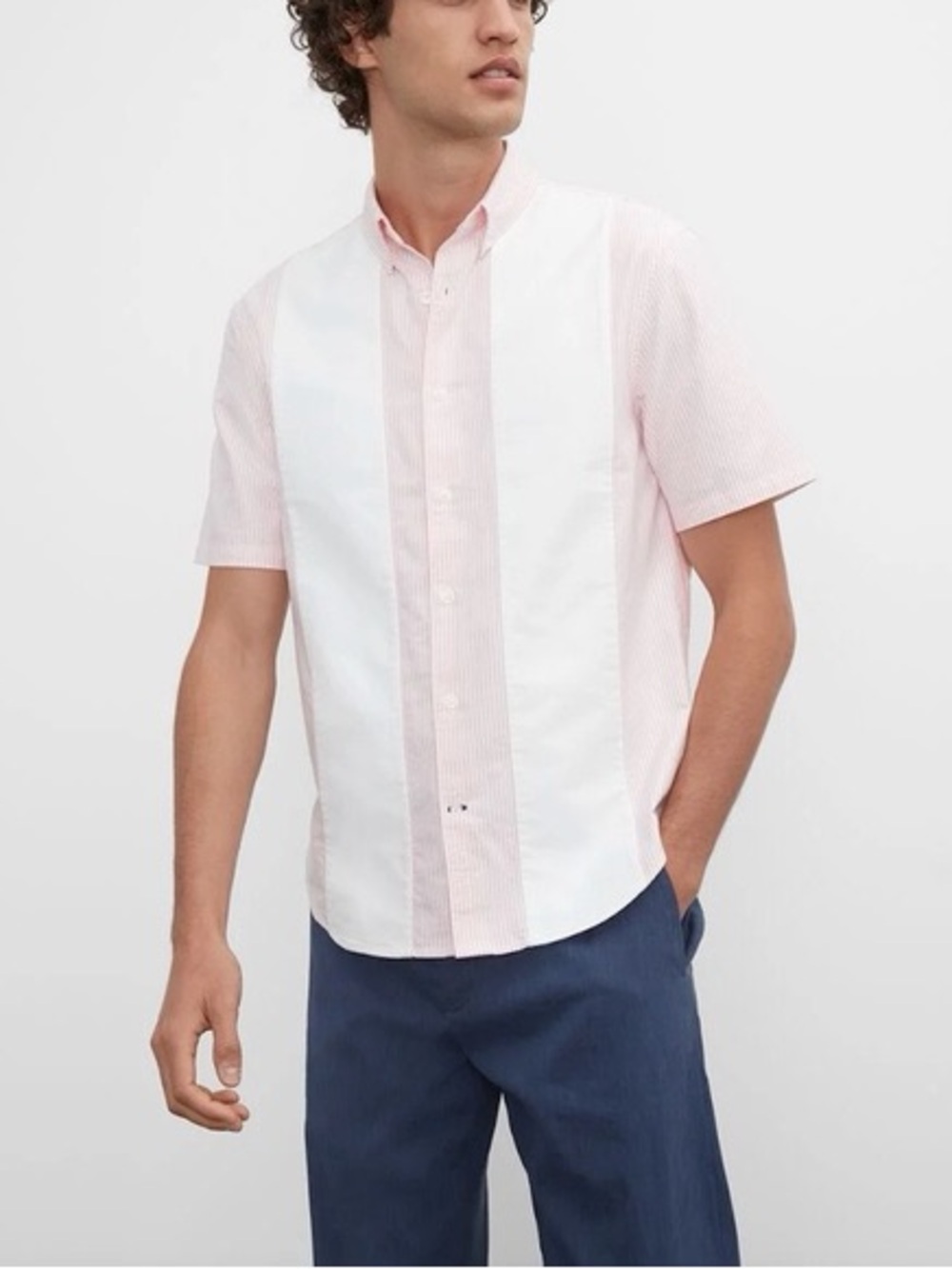 CLUB MONACO SIZE S MEN’s short sleeve shirt pink white oxford slim fit
